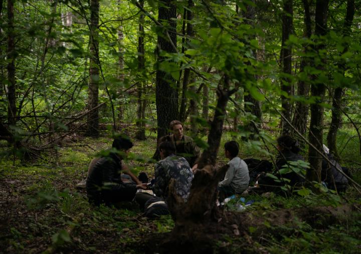 Migrants from Syria in the forest near the border